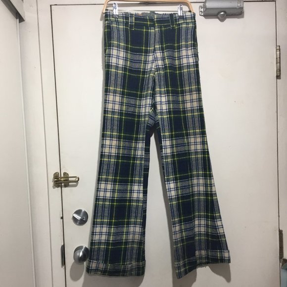 VINTAGE PLAID BELL BOTTOM PANTS SIZE 28 - Picture 4 of 9